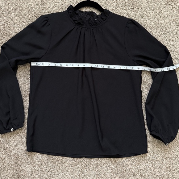 J. Crew Black Ruffle Mockneck Blouse | S - Picture 4 of 7